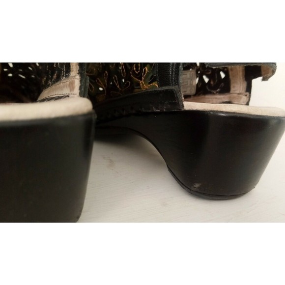 Pikolinos Romano Black Green Floral Cutout Slip-On Shoes Size EU 36 US 5.5 6 - Picture 7 of 9